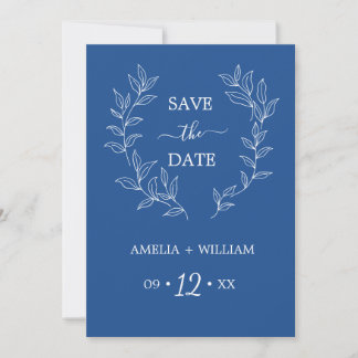 Minimal Leaf Monogram Save the Date Wedding