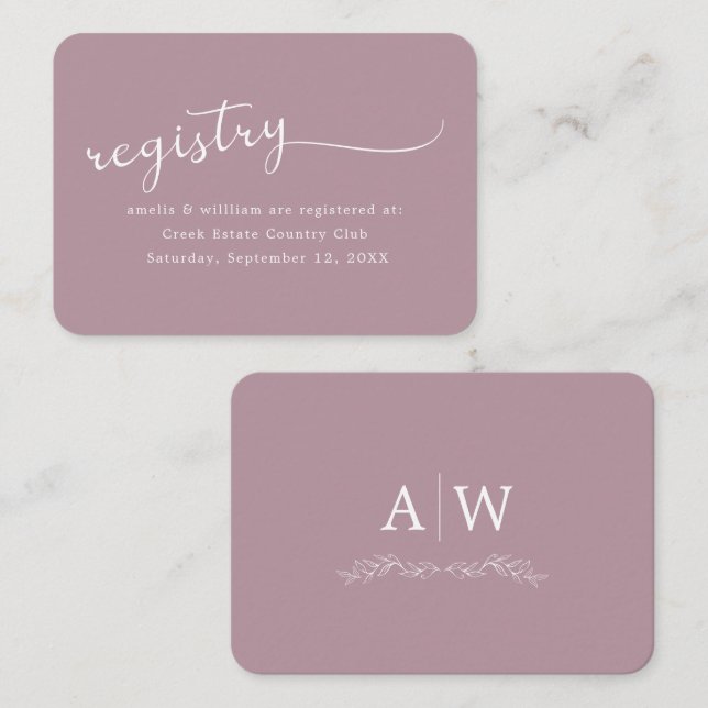 Minimal Leaf Monogram Wedding Enclosure Card (Front/Back)