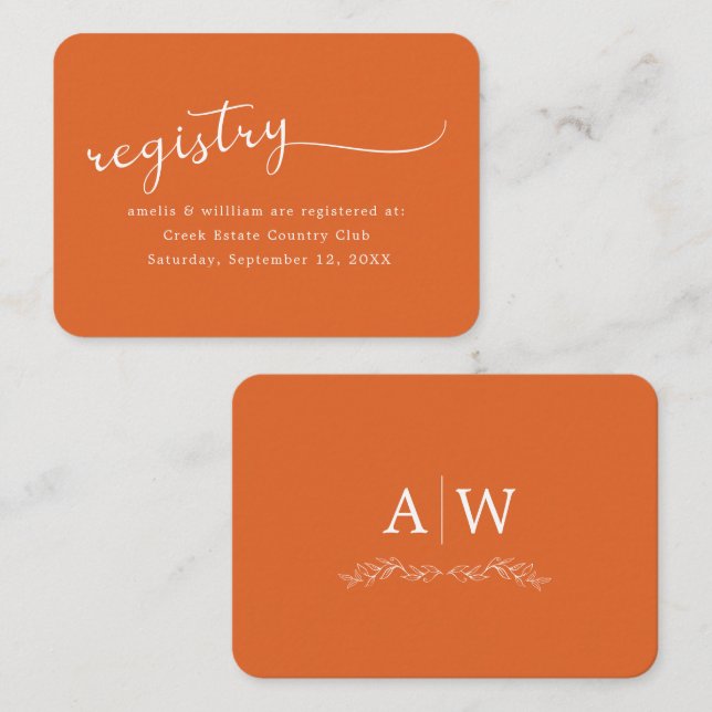 Minimal Leaf Monogram Wedding Enclosure Card (Front/Back)