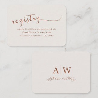 Minimal Leaf Monogram Wedding Enclosure Card
