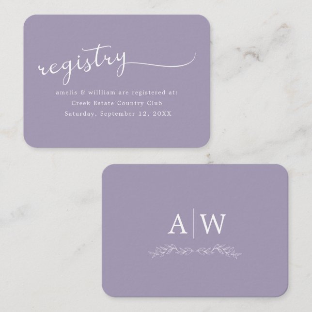Minimal Leaf Monogram Wedding Enclosure Card (Front/Back)