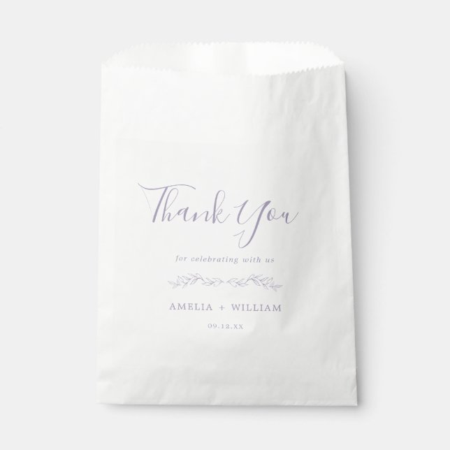 Minimal Leaf Monogram Wedding Favour Bag (Front)