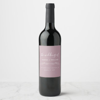 Minimal Leaf Monogram Wedding Wine Bottle Label