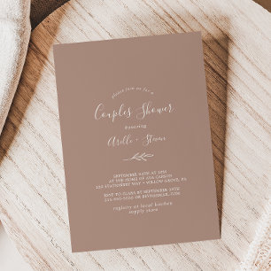 Minimal Leaf Neutral Couples Shower Invitation
