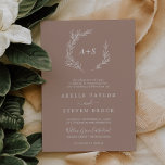 Minimal Leaf | Neutral Formal Monogram Wedding Invitation<br><div class="desc">This minimal leaf neutral formal monogram wedding invitation is perfect for a boho wedding. The design features a simple greenery leaf silhouette in an earthy natural tone with minimalist desert bohemian style. Personalise with the first initials of the couple.</div>