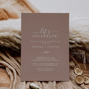 Minimal Leaf   Neutral Let's Celebrate Invitation