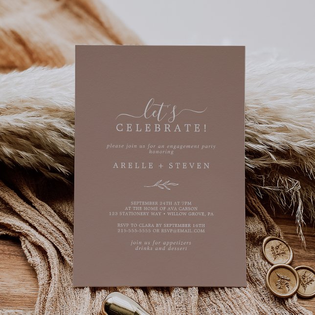 Minimal Leaf | Neutral Let's Celebrate Invitation (Creator Uploaded)