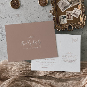 Minimal Leaf   Neutral Menu Choice RSVP Postcard