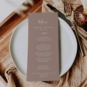 Minimal Leaf Neutral Wedding Dinner Menu