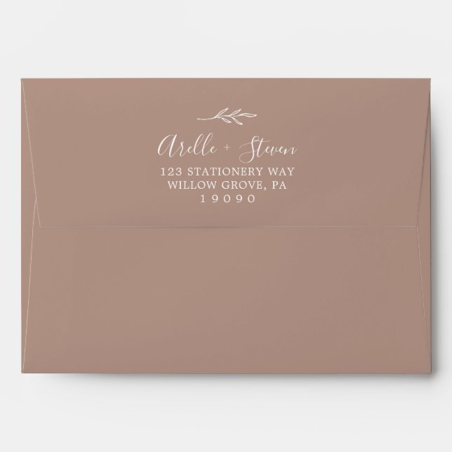 Minimal Leaf | Neutral Wedding Invitation Envelope (Back (Top Flap))