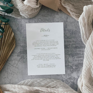 Minimal Leaf Olive Green Details Enclosure Card