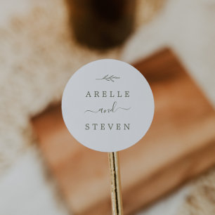Minimal Leaf Olive Green Wedding Envelope Seals