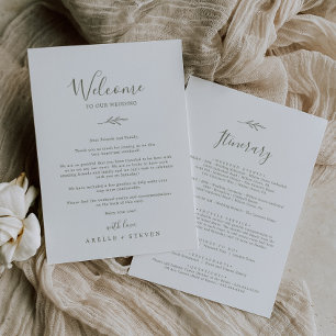 Minimal Leaf   Olive Welcome Letter & Itinerary