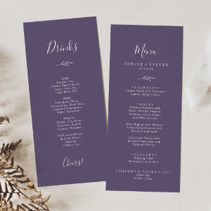 Minimal Leaf Plum Purple Dinner and Drinks Menu