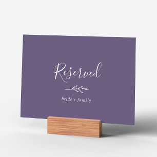 Minimal Leaf   Plum Purple Reserved Sign