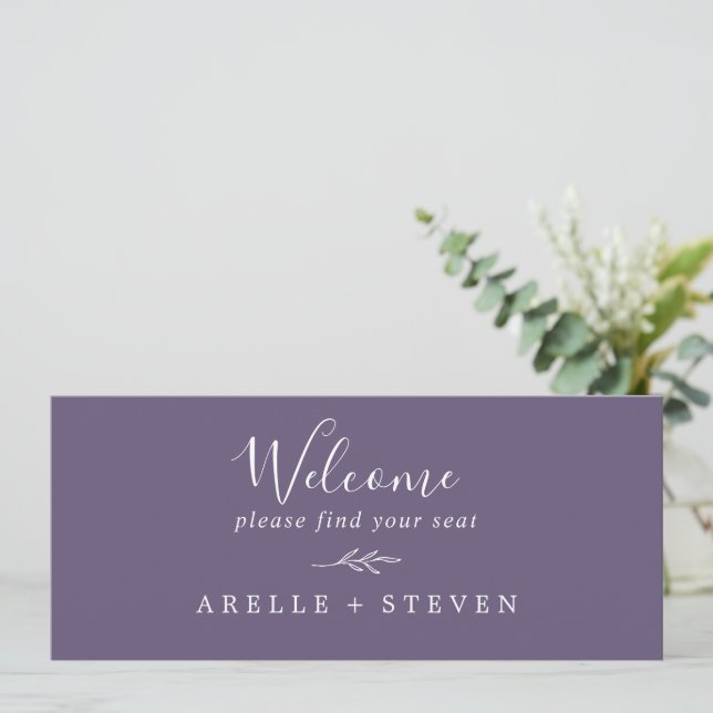 Minimal Leaf | Plum Purple Seating Chart Header (Standing Front)