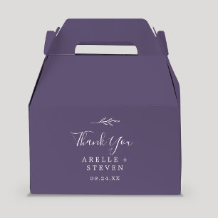 Minimal Leaf   Plum Purple Thank You Wedding Favour Box