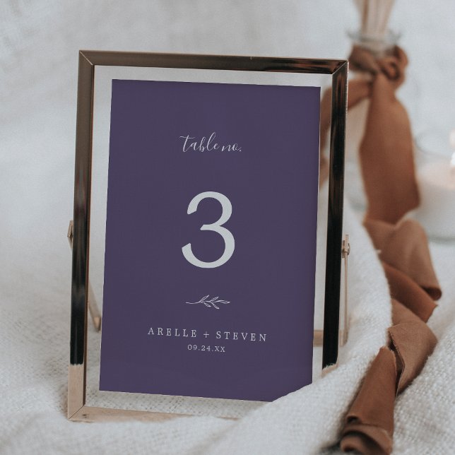 Minimal Leaf | Plum Purple Wedding Table Number (Creator Uploaded)