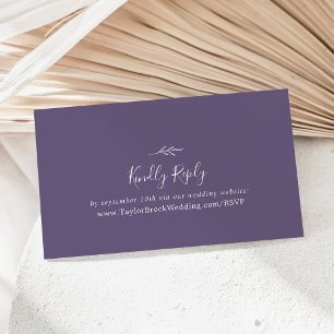 Minimal Leaf Plum Purple Wedding Website RSVP Enclosure Card