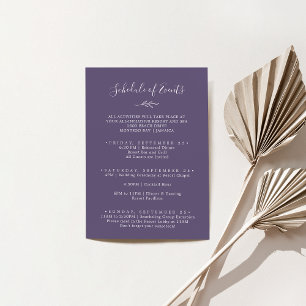 Minimal Leaf   Plum Weekend Schedule of Events Enclosure Card