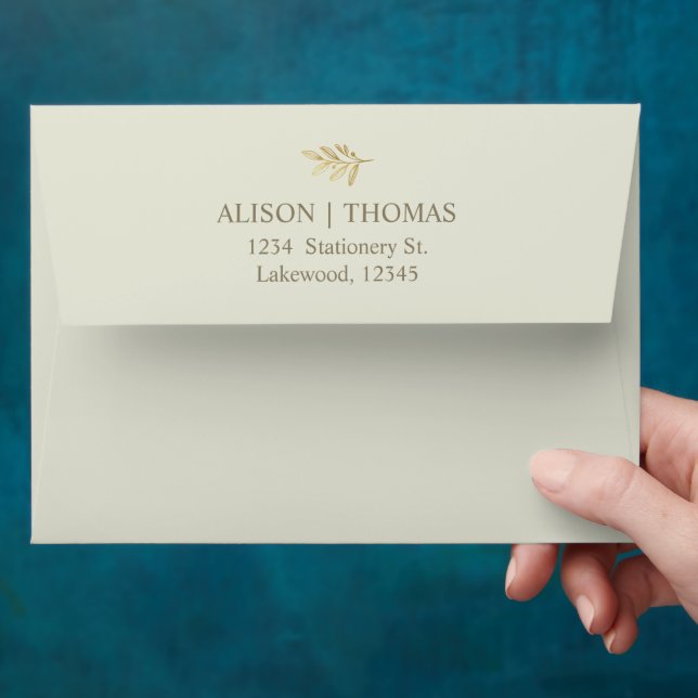 Minimal Leaf  romantic wedding Floral Envelope (Hand)