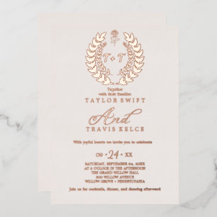 Minimal Leaf Rose Gold Foil Monogram Wedding