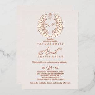 Minimal Leaf   Rose Gold Foil Monogram Wedding 