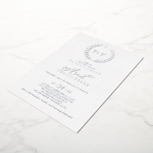 Minimal Leaf   Rose Gold Foil Monogram Wedding 