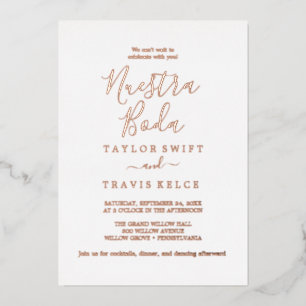 Minimal Leaf Rose Gold Foil Nuestra Boda