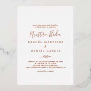 Minimal Leaf Rose Gold Foil Spanish Nuestra Boda
