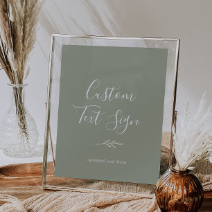 Minimal Leaf   Sage Green Custom Text Sign