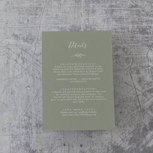 Minimal Leaf   Sage Green Details Enclosure Card