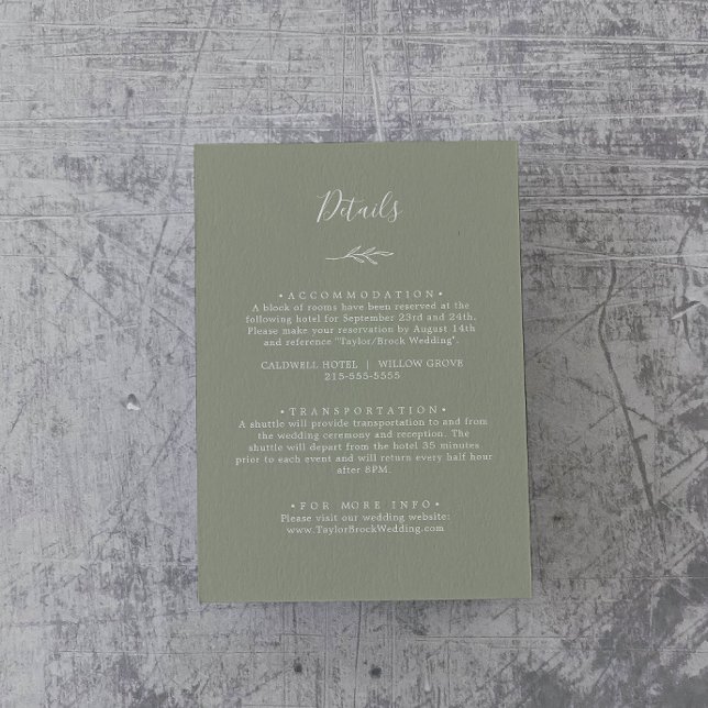 Minimal Leaf | Sage Green Details Enclosure Card (Creator Uploaded)