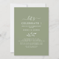 Minimal Leaf | Sage Green "Let's Celebrate" Invita
