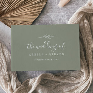 Minimal Leaf   Sage Green Monogram Back Wedding Guest Book