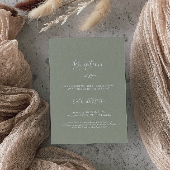 Minimal Leaf | Sage Green Reception Enclosure Card (Creator Uploaded)