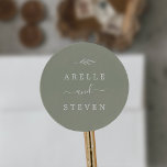 Minimal Leaf | Sage Green Wedding Envelope Seals<br><div class="desc">These minimal leaf sage green wedding envelope seals are perfect for a boho wedding. The design features a simple greenery leaf silhouette in a dusty green colour with minimalist mountain boho style. Personalise the label with the names of the couple.</div>