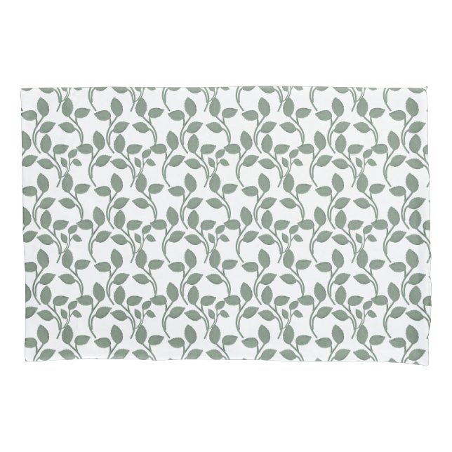 Minimal Leaf Seamless Pattern | Elegant Botanical  Pillowcase (Front)