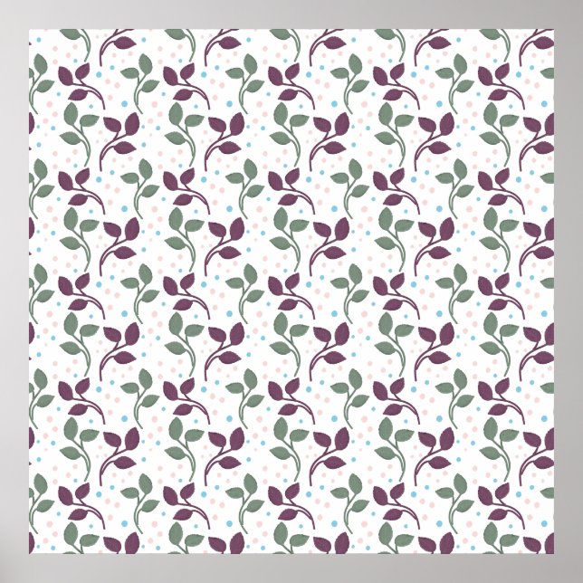 Minimal Leaf Seamless Pattern | Elegant Botanical  Poster (Front)
