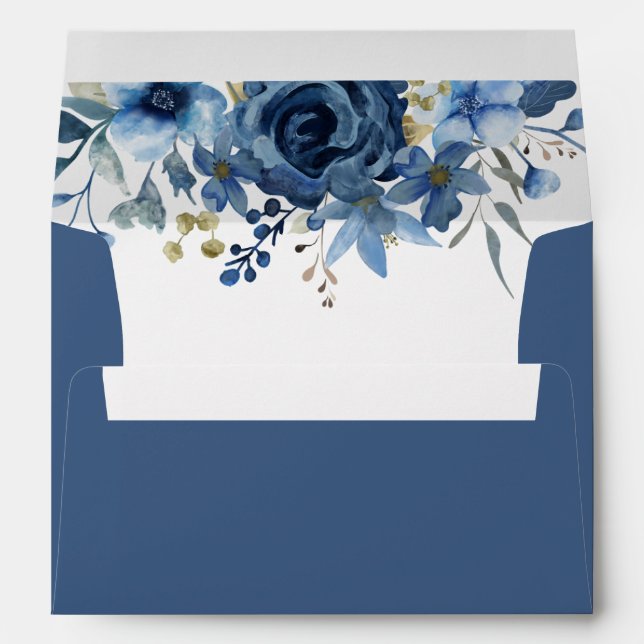 Minimal Leaf Simple Elegant Ice Blue Winter Floral Envelope (Back (Bottom))