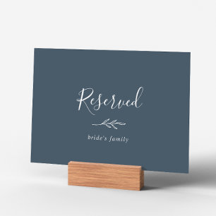 Minimal Leaf   Slate Blue Reserved Sign
