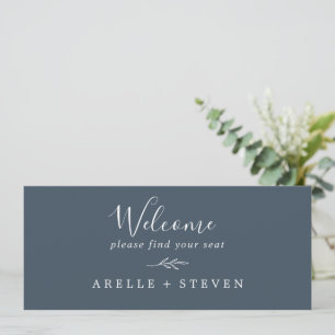 Minimal Leaf Slate Blue Seating Chart Header