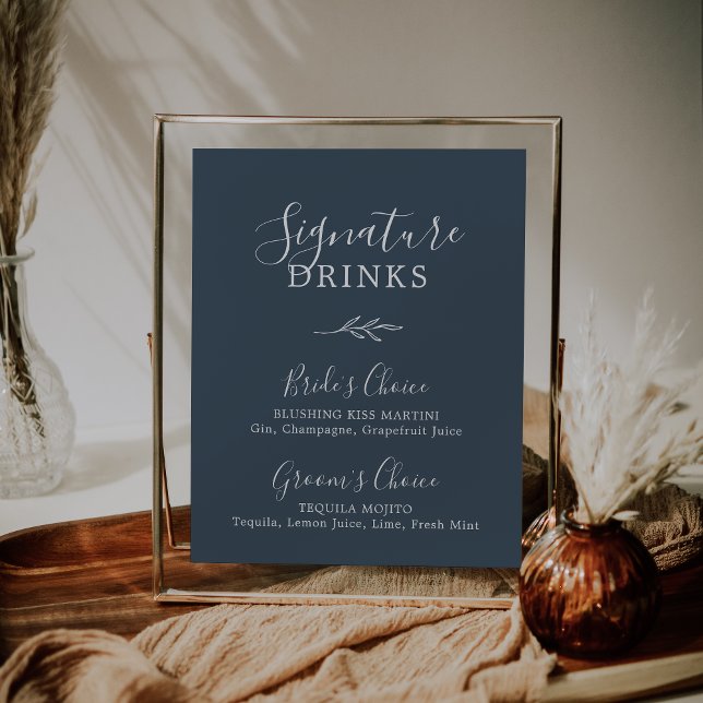 Minimal Leaf | Slate Blue Signature Drinks Poster (Creator Uploaded)