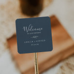 Minimal Leaf | Slate Blue Wedding Welcome Square Sticker<br><div class="desc">These minimal leaf slate blue wedding welcome stickers are perfect for an elegant wedding. The design features a simple greenery silhouette in a dark grey blue with classic minimalist style. Personalise these stickers with the location of your wedding, names, and wedding date. These labels are perfect for destination weddings and...</div>