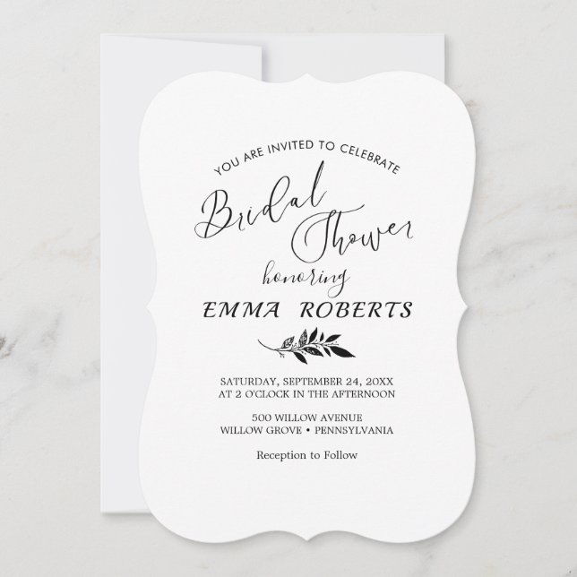 Minimal Leaf Terracotta Bridal Shower Invitation (Front)