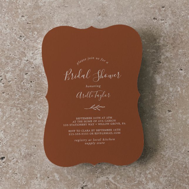 Minimal Leaf | Terracotta Bridal Shower Invitation (Creator Uploaded)