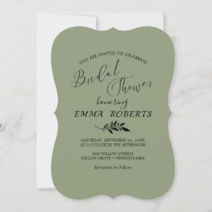 Minimal Leaf Terracotta Bridal Shower Invitation