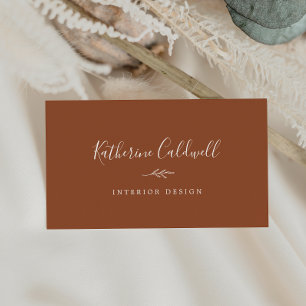 Minimal Leaf   Terracotta Business Card