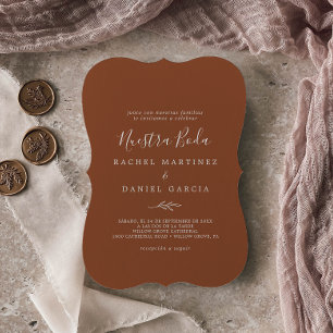 Minimal Leaf Terracotta Spanish Nuestra Boda Invitation