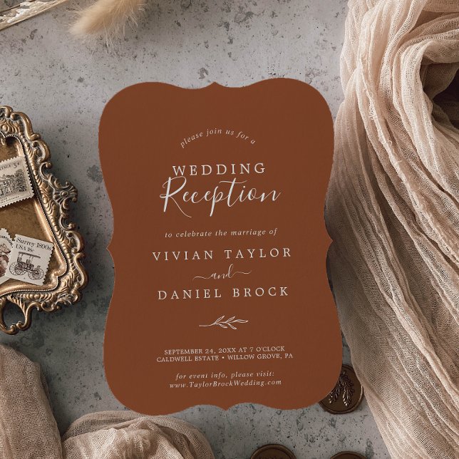 Minimal Leaf | Terracotta Wedding Reception Invitation (Creator Uploaded)